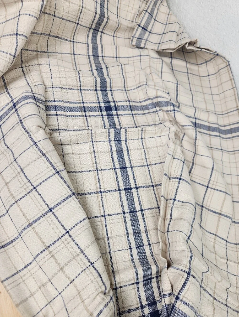 Pottery Barn Plaid King Duvet Linen Blend Floral NOS Cottage French Country Flaw